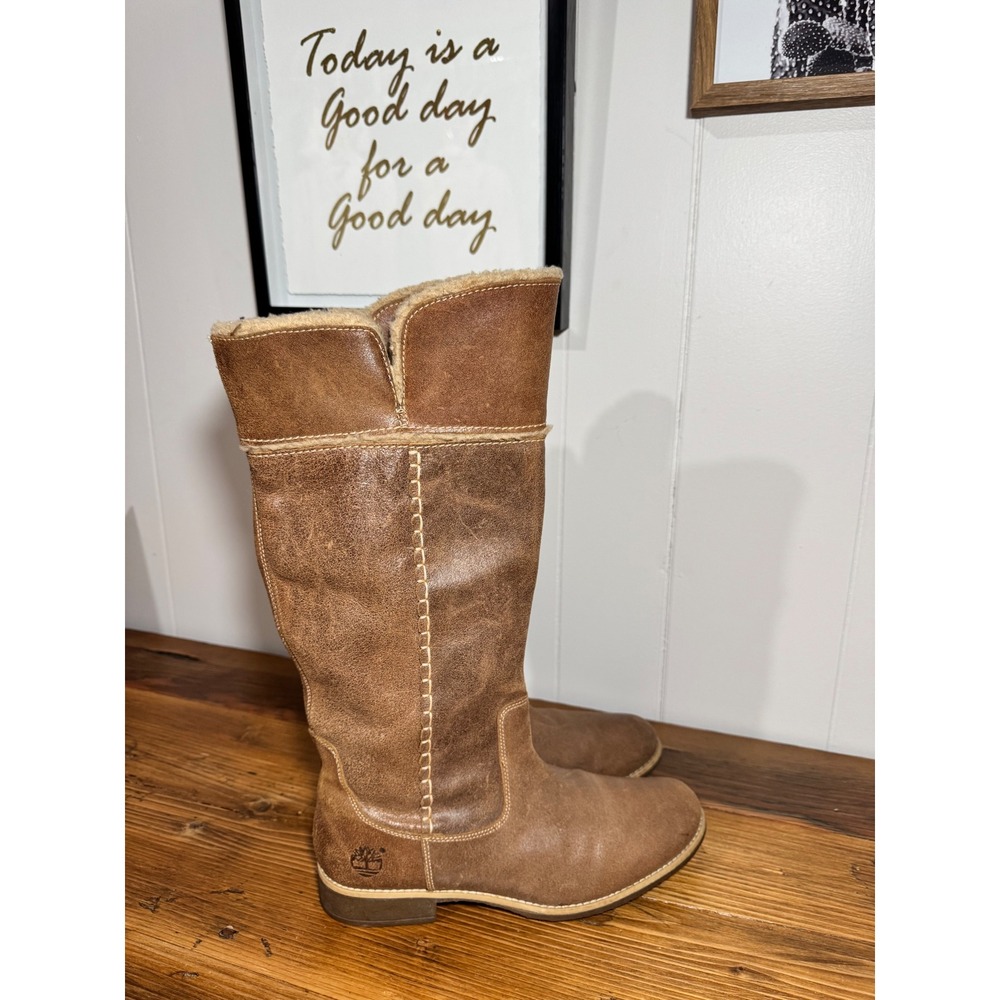 Timberland Earthkeepers Shoreham Tall Leather Fold Down Lined Boots Brown 9.5 - Picture 2 of 10